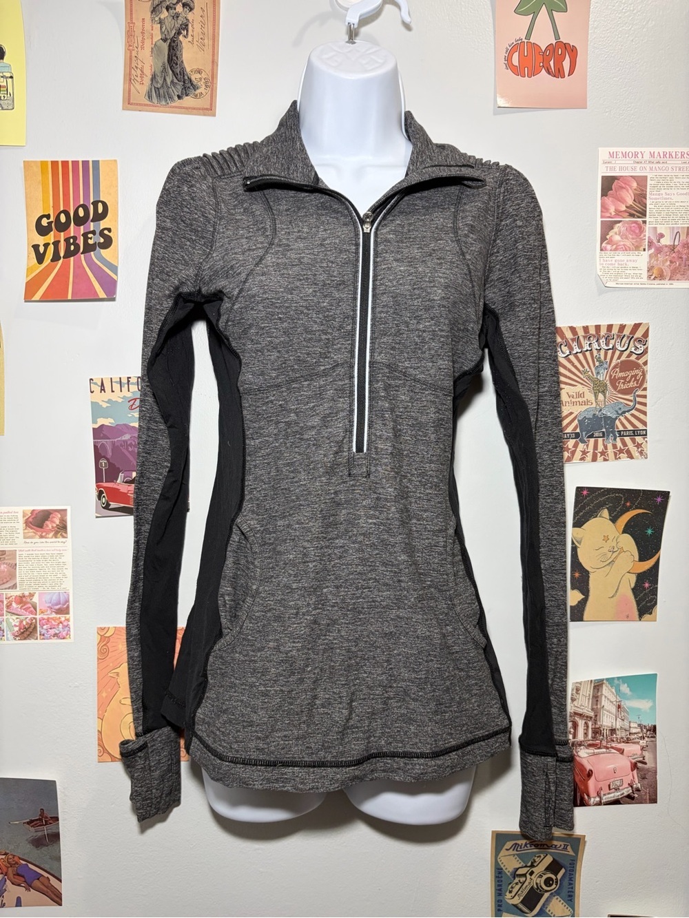 lululemon athletica Gray & Black Half-Zip Pullover